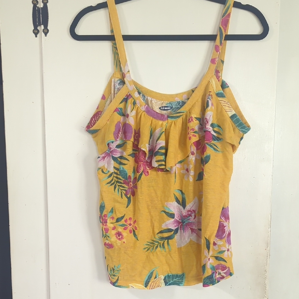 Old Navy Yellow Floral Tank Top